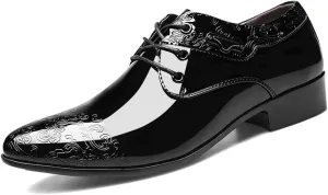 Men's Formal Dress Shoes Patent Leather Lace-ups Classic Office Business Shoes Non-Slip Brogues Wedding Shoes