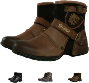 Men's Moto Fashion Boots, Combat Waterproof Anti-Slip Casual Biker Boots for Men