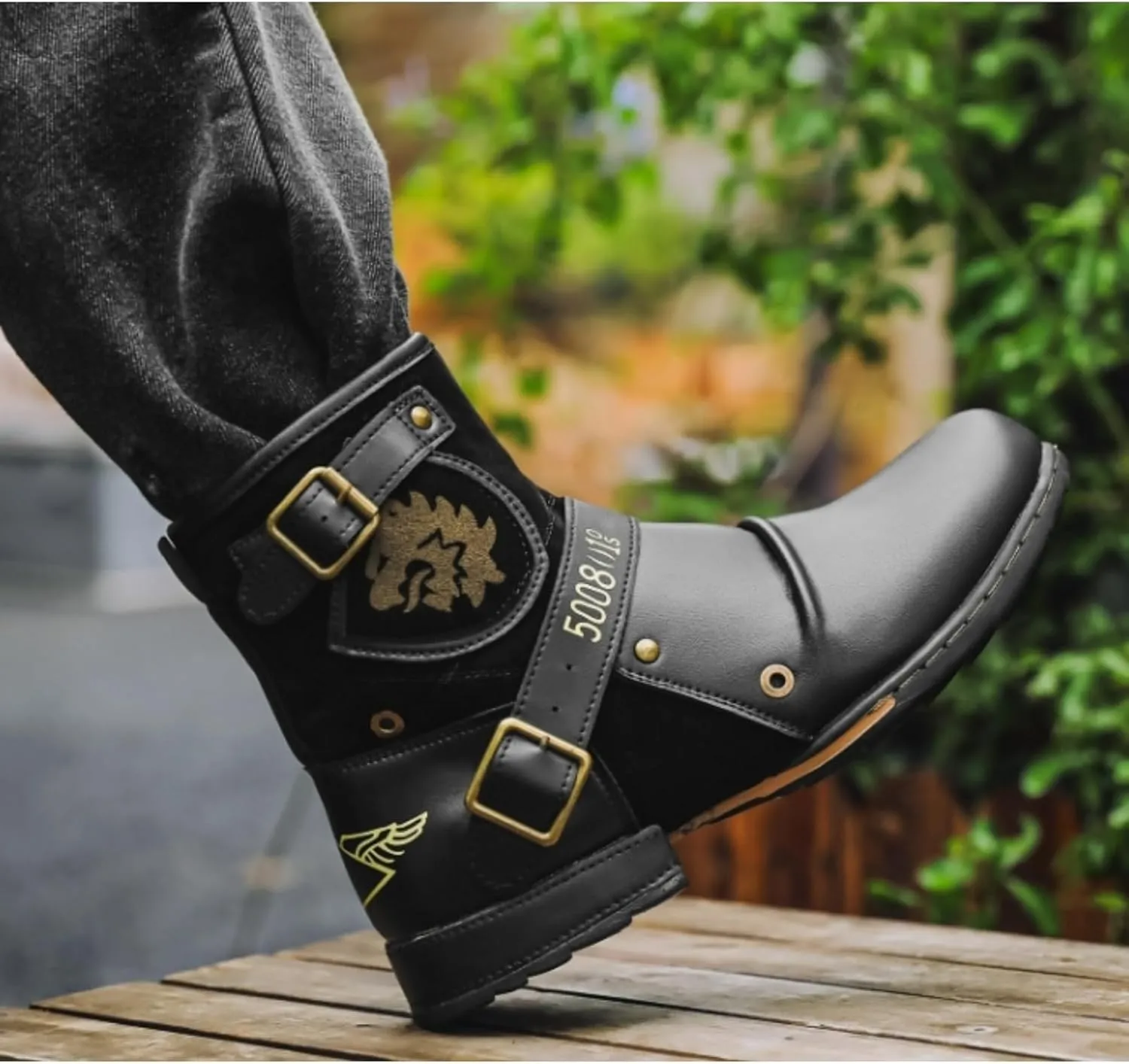 Men's Moto Fashion Boots, Combat Waterproof Anti-Slip Casual Biker Boots for Men