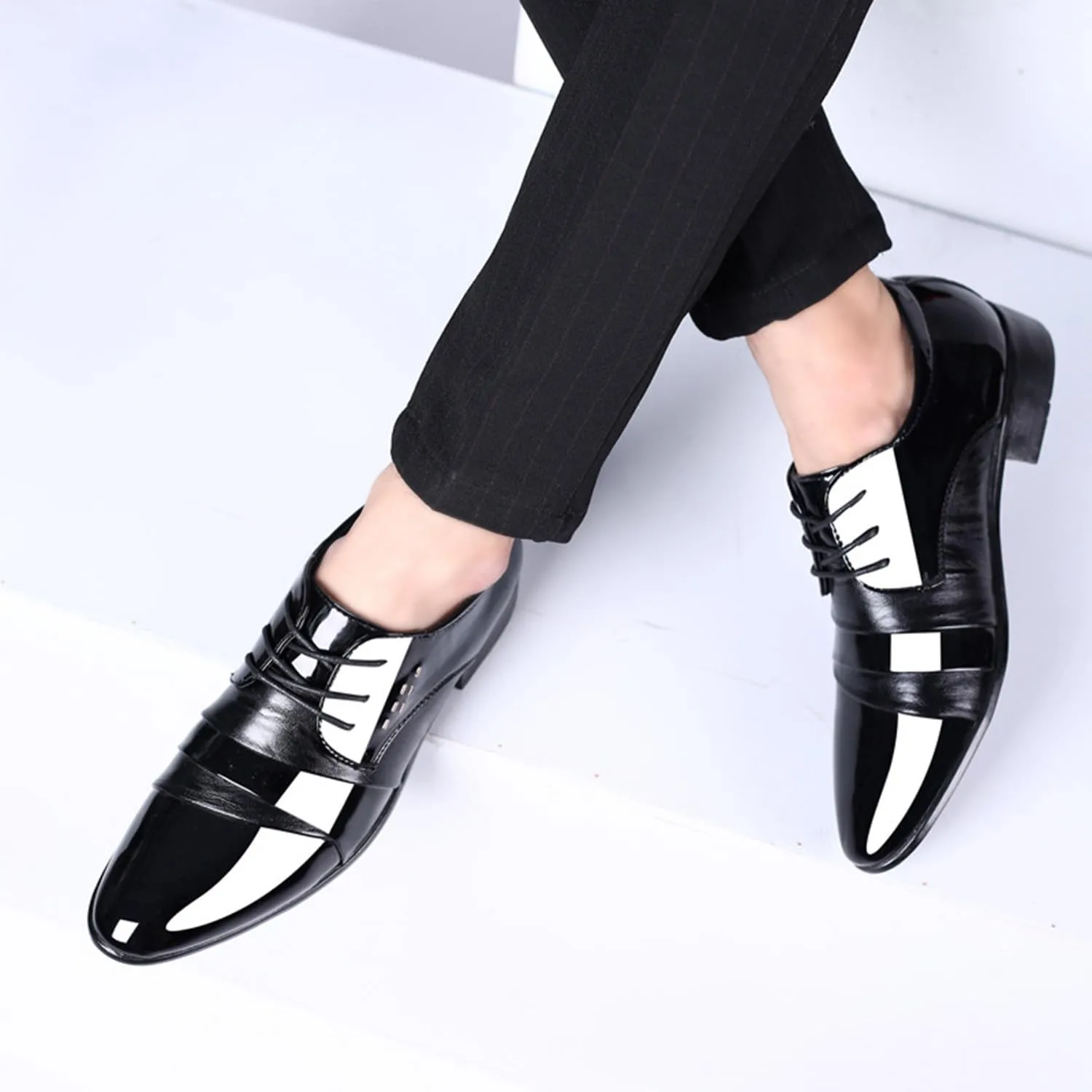 Men's Oxfords Dress Shoes Classic Patent Leather Formal Shoes Applicable to Business,Work,Party, Wedding,Daily Walk