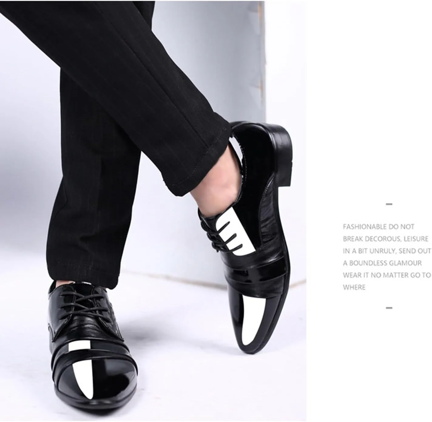 Men's Oxfords Dress Shoes Classic Patent Leather Formal Shoes Applicable to Business,Work,Party, Wedding,Daily Walk