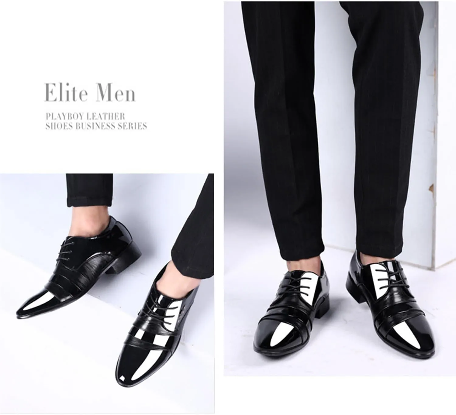 Men's Oxfords Dress Shoes Classic Patent Leather Formal Shoes Applicable to Business,Work,Party, Wedding,Daily Walk