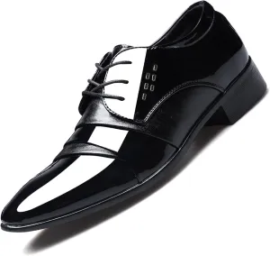 Men's Oxfords Dress Shoes Classic Patent Leather Formal Shoes Applicable to Business,Work,Party, Wedding,Daily Walk