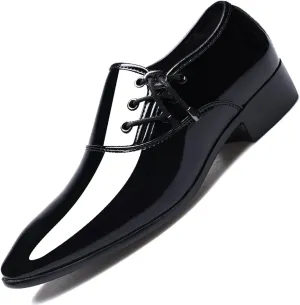 Men's Patent Leather Comfortable Dress Shoes Lace-ups Oxford Formal Business Suit Tuxedo Shoes