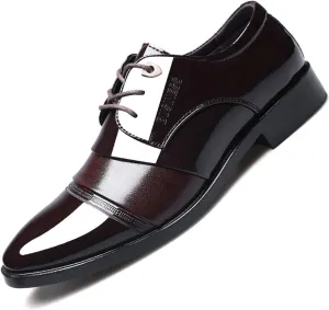 Mens Patent Leather Derbys Comfortable Wingtip Lace Up Shoes Business Formal Office Work Dress Shoes