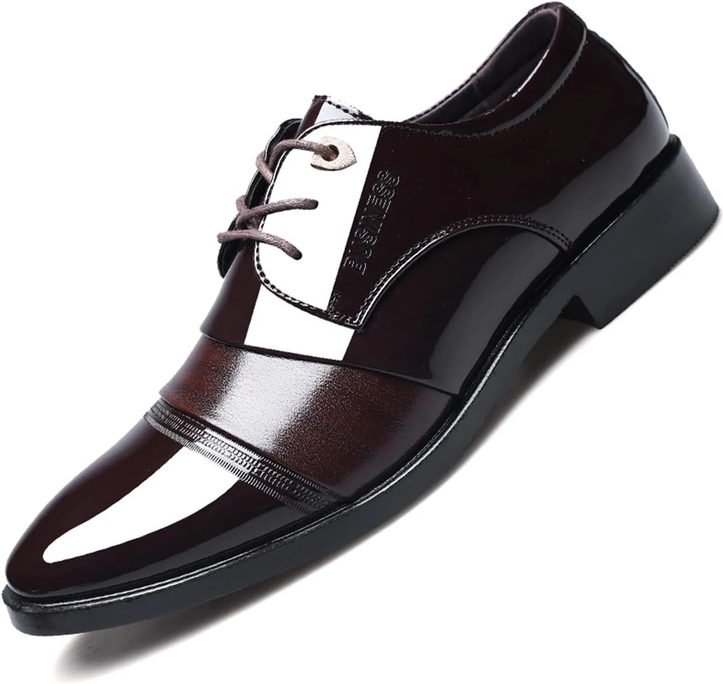 Mens Patent Leather Derbys Comfortable Wingtip Lace Up Shoes Business Formal Office Work Dress Shoes