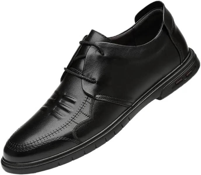 Men's Patent Leather Shoes Fashion Classic Pointed Toe Lace Up Low Top Leather Dress Shoes Lightweight All-Day Comfort Non-Slip Soft Sole Penny