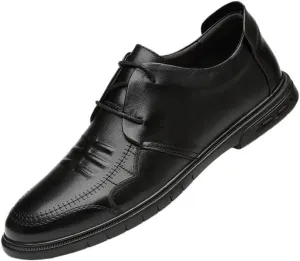 Men's Patent Leather Shoes Fashion Classic Pointed Toe Lace Up Low Top Leather Dress Shoes Lightweight All-Day Comfort Non-Slip Soft Sole Penny