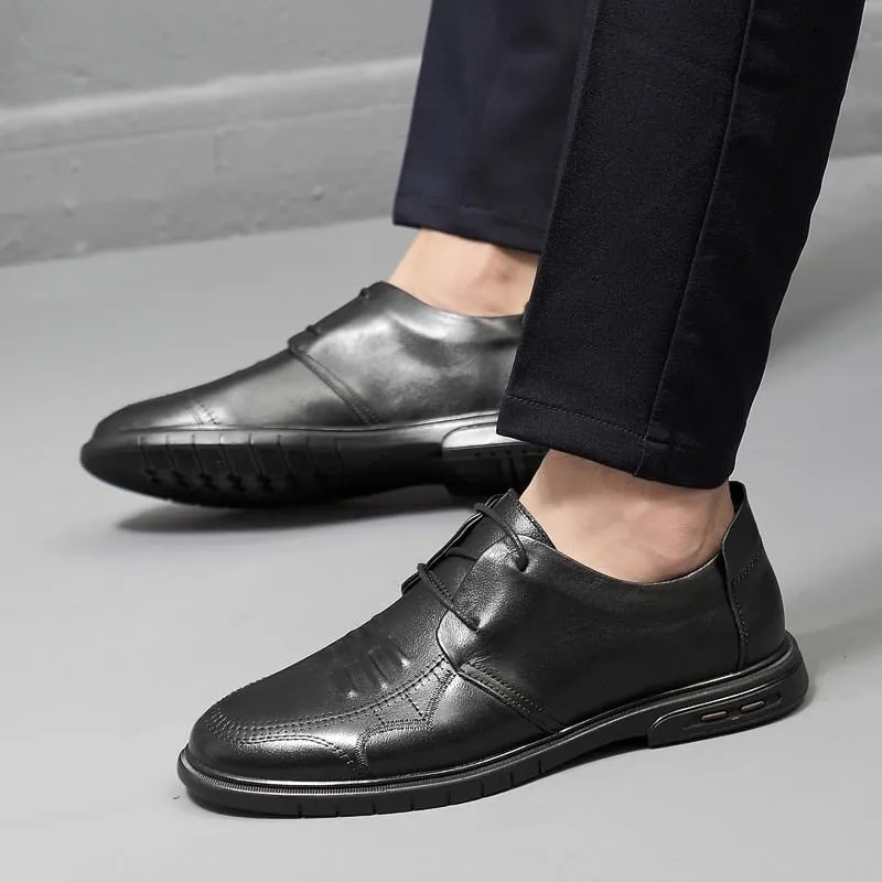 Men's Patent Leather Shoes Fashion Classic Pointed Toe Lace Up Low Top Leather Dress Shoes Lightweight All-Day Comfort Non-Slip Soft Sole Penny