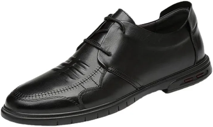 Men's Patent Leather Shoes Fashion Classic Pointed Toe Lace Up Low Top Leather Dress Shoes Lightweight All-Day Comfort Non-Slip Soft Sole Penny