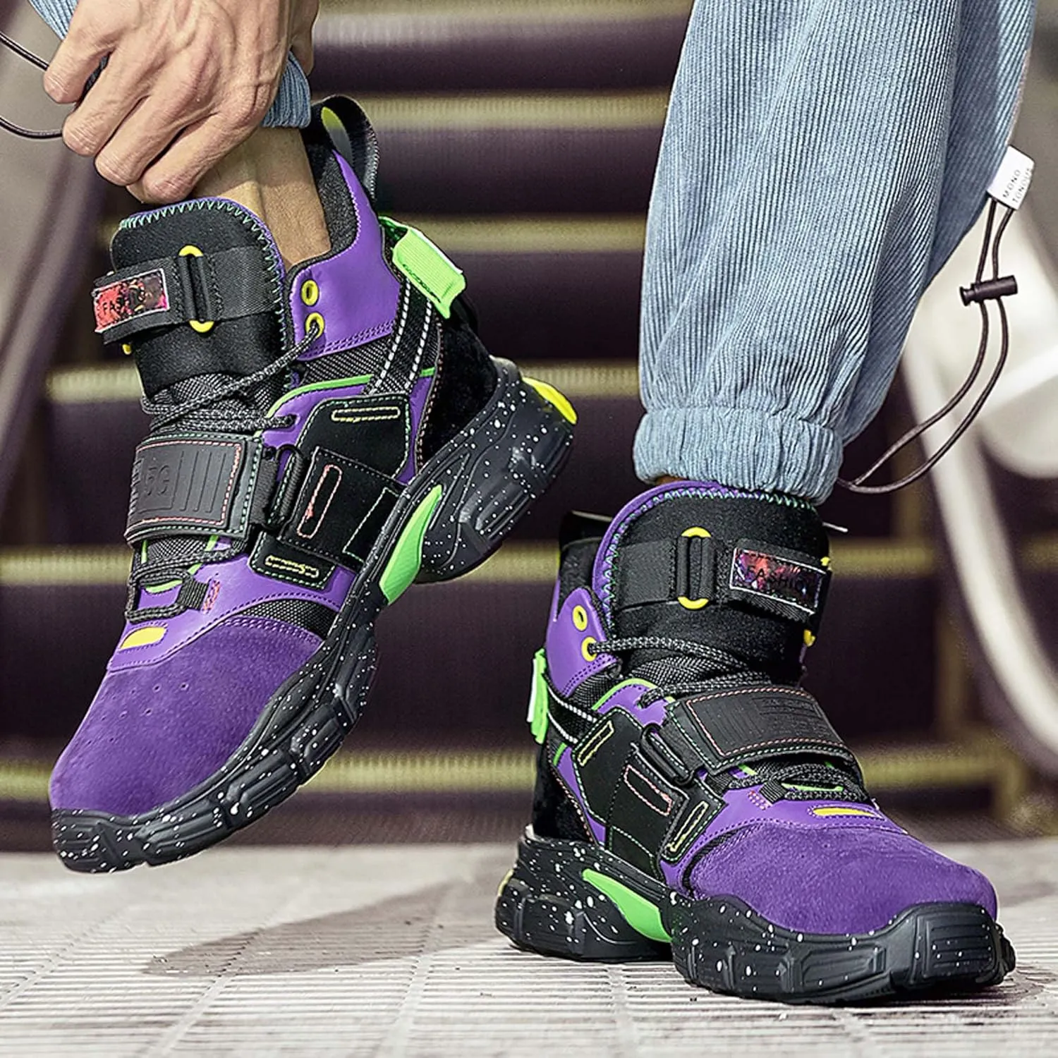 Men's Professional high top Basketball Shoes Street Fashion Sneakers Outdoor Non-Slip Fitness Training Running Shoes