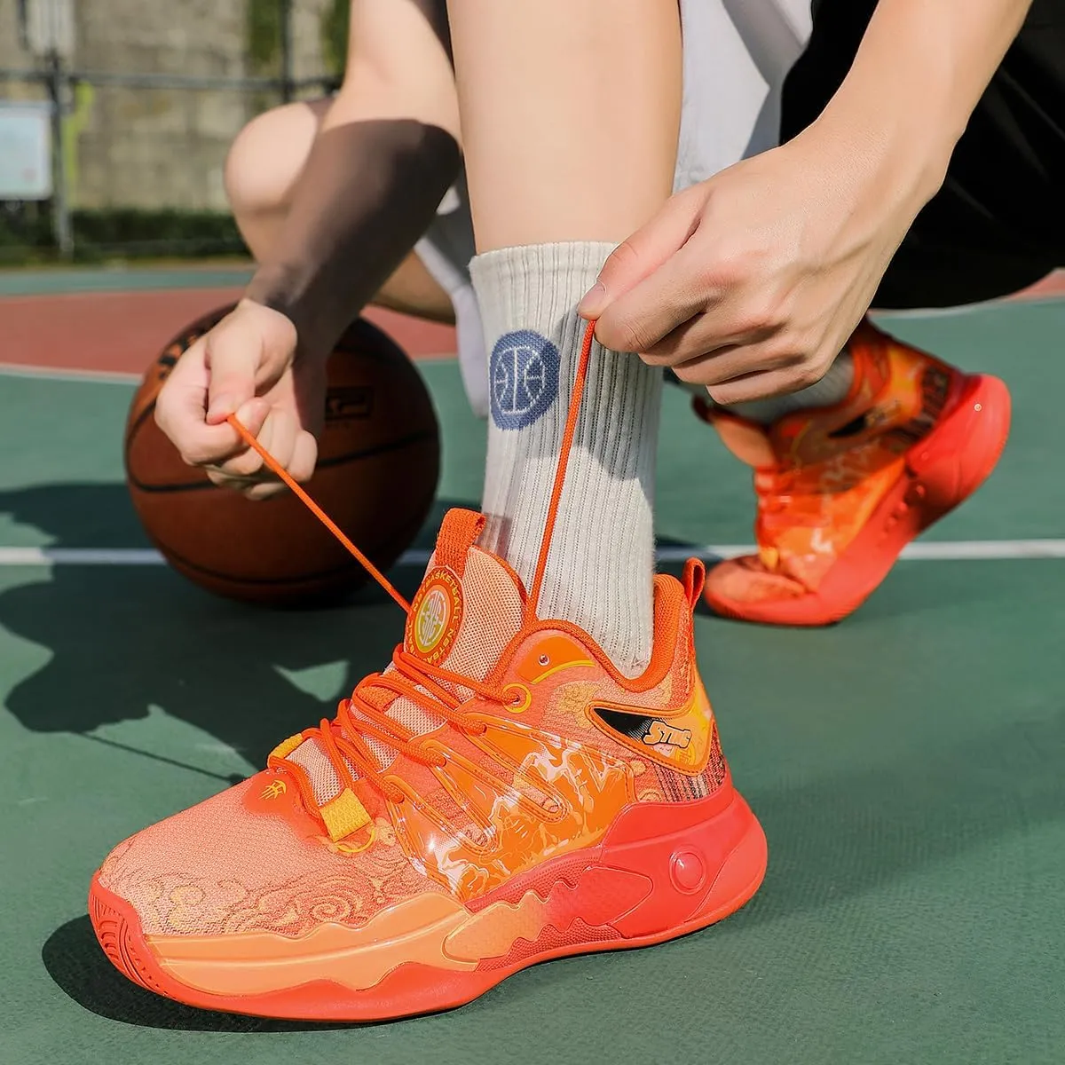 Men's Women's Basketball Shoes Fashion Breathable Sneakers Comfortable Leightweight Running Athletic Lace-Up Non Slip Sport Outdoor Shoe