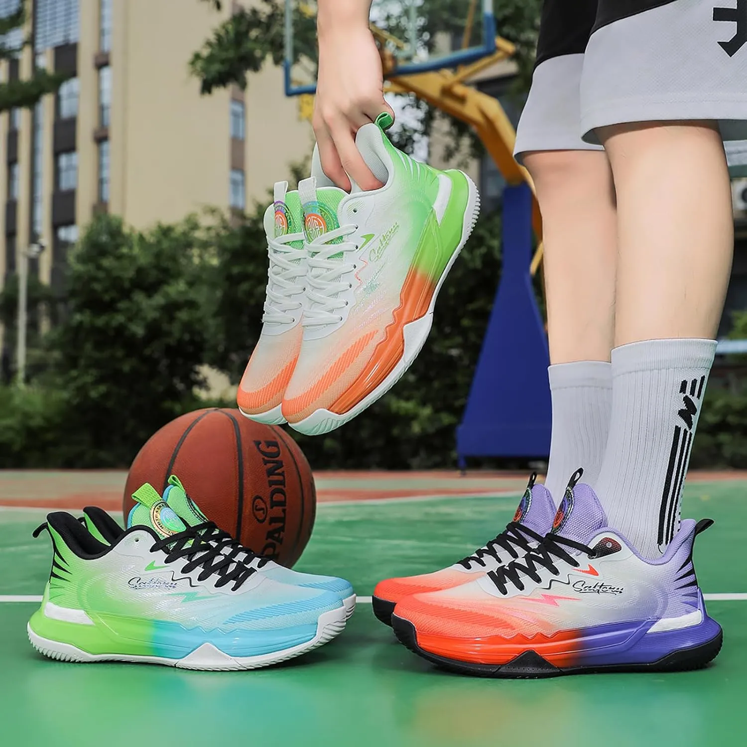 Men's Women's Basketball Shoes Fashion Breathable Sneakers Comfortable Leightweight Running Athletic Lace-Up Non Slip Sport Outdoor Shoe