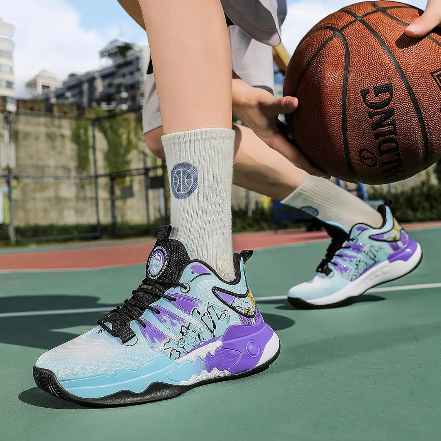 Men's Women's Basketball Shoes Fashion Breathable Sneakers Comfortable Leightweight Running Athletic Lace-Up Non Slip Sport Outdoor Shoe