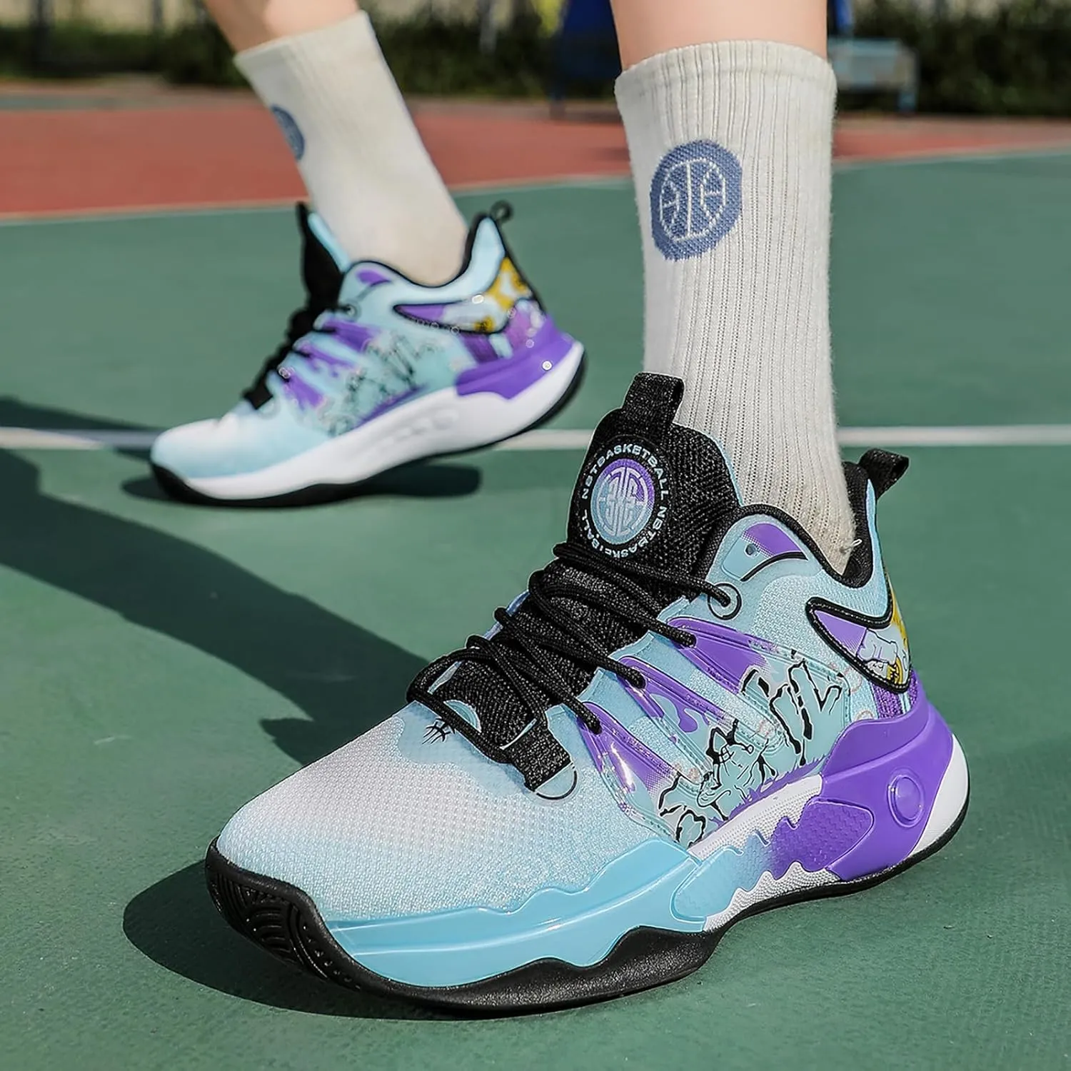 Men's Women's Basketball Shoes Fashion Breathable Sneakers Comfortable Leightweight Running Athletic Lace-Up Non Slip Sport Outdoor Shoe