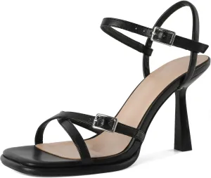 Mettesally Womens Heeled Sandals Slingback Heels Open Toe Strappy Stiletto Ankle Strap High Heels Sandals Summer 3.5 Inches