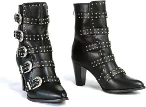 Milwaukee Leather MBL9428 Women's Black Buckle Up Fashion Boots with Studded Bling