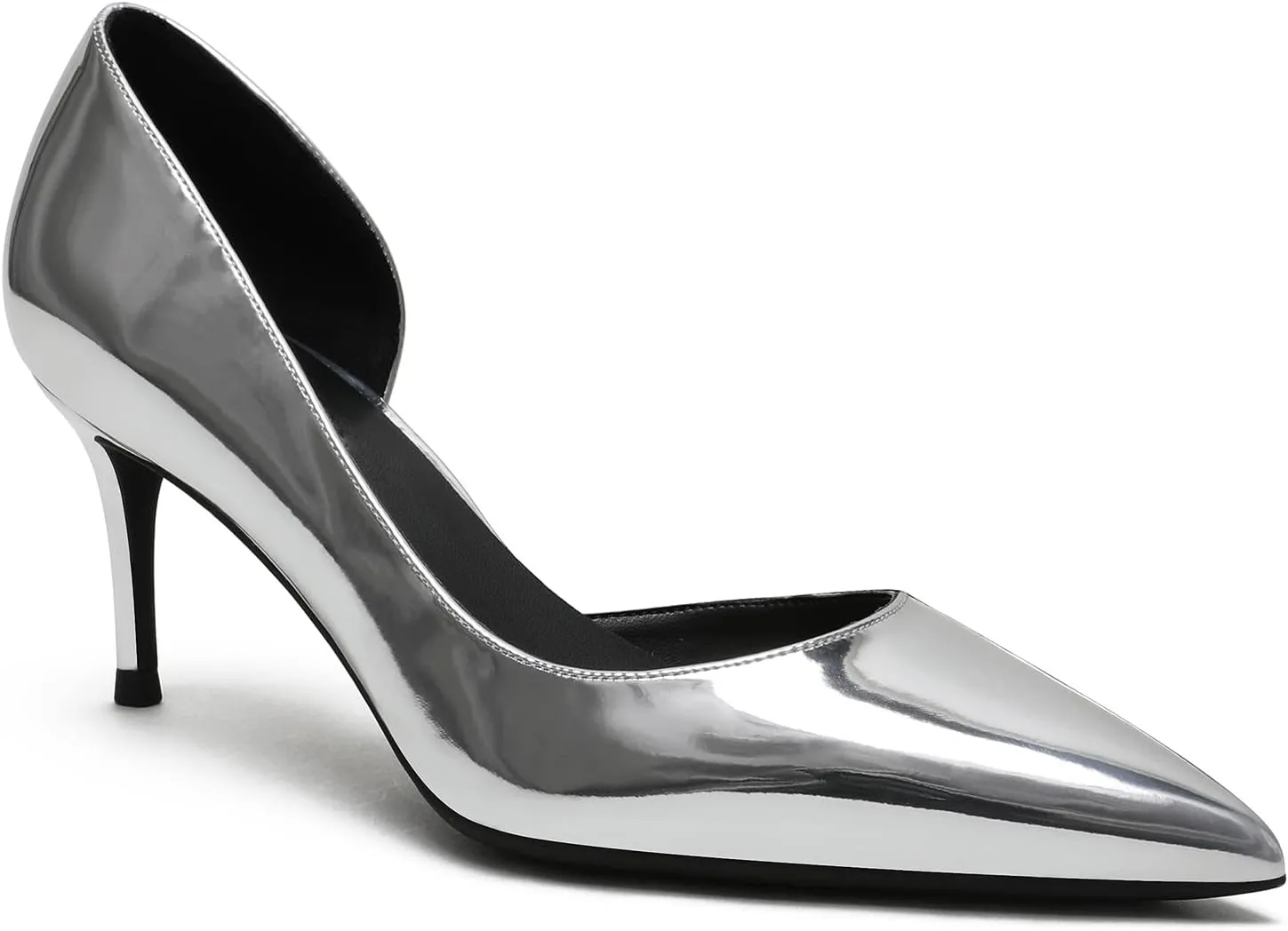 MOOMMO Women D'Orsay Stiletto Pumps Pointed Toe 2 inch High Heel Dress Pumps Patent Leather Slip On Closed Toe Sandals Sexy Dress Shoes Cut-Out Glitter Office Lady Party Weeding Bridal 4-10 M US