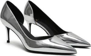 MOOMMO Women D'Orsay Stiletto Pumps Pointed Toe 2 inch High Heel Dress Pumps Patent Leather Slip On Closed Toe Sandals Sexy Dress Shoes Cut-Out Glitter Office Lady Party Weeding Bridal 4-10 M US