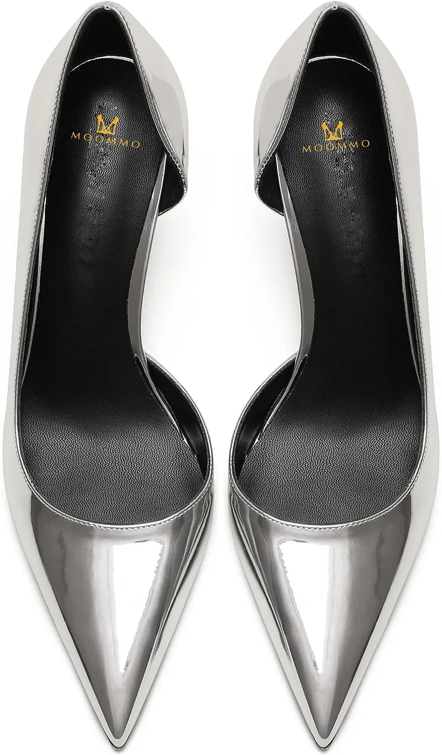 MOOMMO Women D'Orsay Stiletto Pumps Pointed Toe 2 inch High Heel Dress Pumps Patent Leather Slip On Closed Toe Sandals Sexy Dress Shoes Cut-Out Glitter Office Lady Party Weeding Bridal 4-10 M US