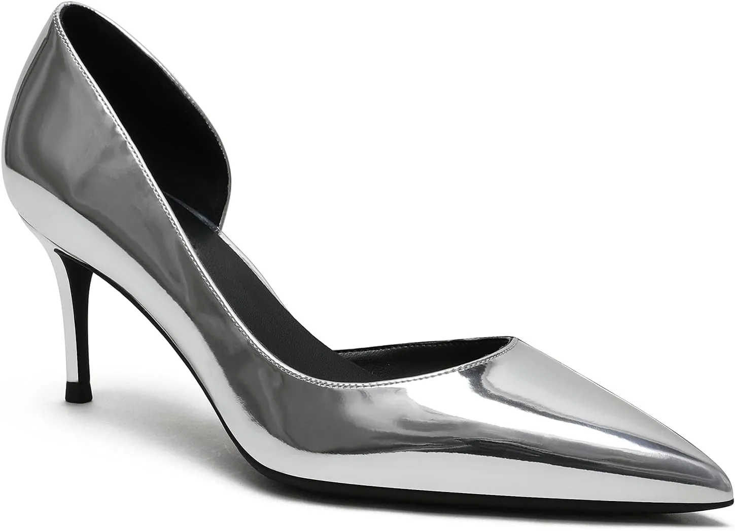 MOOMMO Women D'Orsay Stiletto Pumps Pointed Toe 2 inch High Heel Dress Pumps Patent Leather Slip On Closed Toe Sandals Sexy Dress Shoes Cut-Out Glitter Office Lady Party Weeding Bridal 4-10 M US