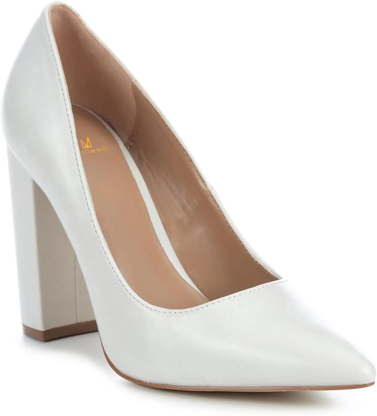 MOOMMO Women High Block Heel Pumps Pointed Toe Slip On Dress Shoes Patent 4 Inch Chunky High Heels Closed Toe Sandals Classic Casual Wedding Party Office Shoes Classic Comfortable 4-11 M US