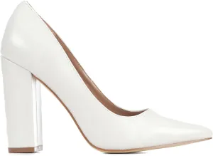 MOOMMO Women High Block Heel Pumps Pointed Toe Slip On Dress Shoes Patent 4 Inch Chunky High Heels Closed Toe Sandals Classic Casual Wedding Party Office Shoes Classic Comfortable 4-11 M US