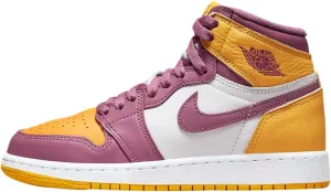 Nike boys Jordan 1 High Retro OG 'Brotherhood' Basketball Shoes, Dk Marina Blue / Black-white, 3.5 Shoe, University Gold/Light Bordea, 4.5 Big Kid