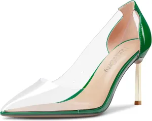 NobleOnly Women High Stiletto Heel Pointed Close Toe Sexy Party Classic Slip-on Pumps 3.3 Inches Heels
