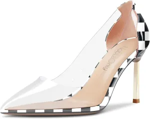 NobleOnly Women High Stiletto Heel Pointed Close Toe Sexy Party Classic Slip-on Pumps 3.3 Inches Heels