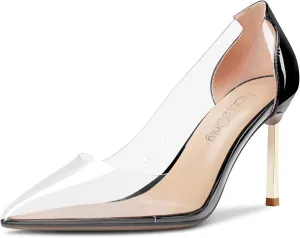 NobleOnly Women High Stiletto Heel Pointed Close Toe Sexy Party Classic Slip-on Pumps 3.3 Inches Heels