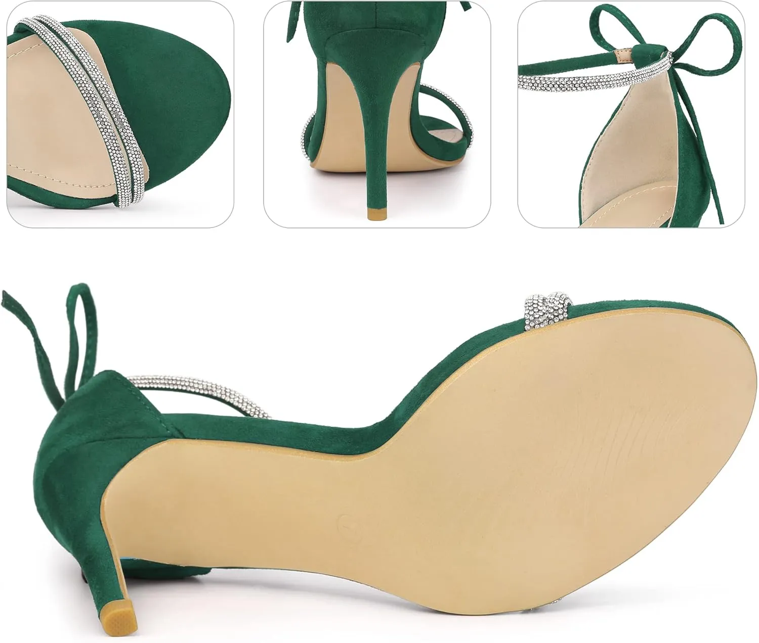 Perphy Rhinestone Ankle Tie Stiletto Heels Sandals for Women