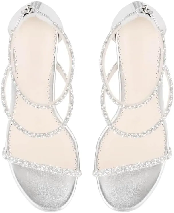 sexytag Rhinestone Heels Ankle Strap Crystal Strappy Sandals Sparkly Stiletto Heels