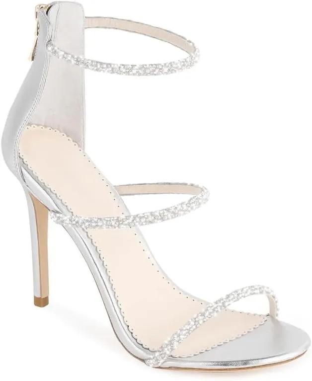 sexytag Rhinestone Heels Ankle Strap Crystal Strappy Sandals Sparkly Stiletto Heels