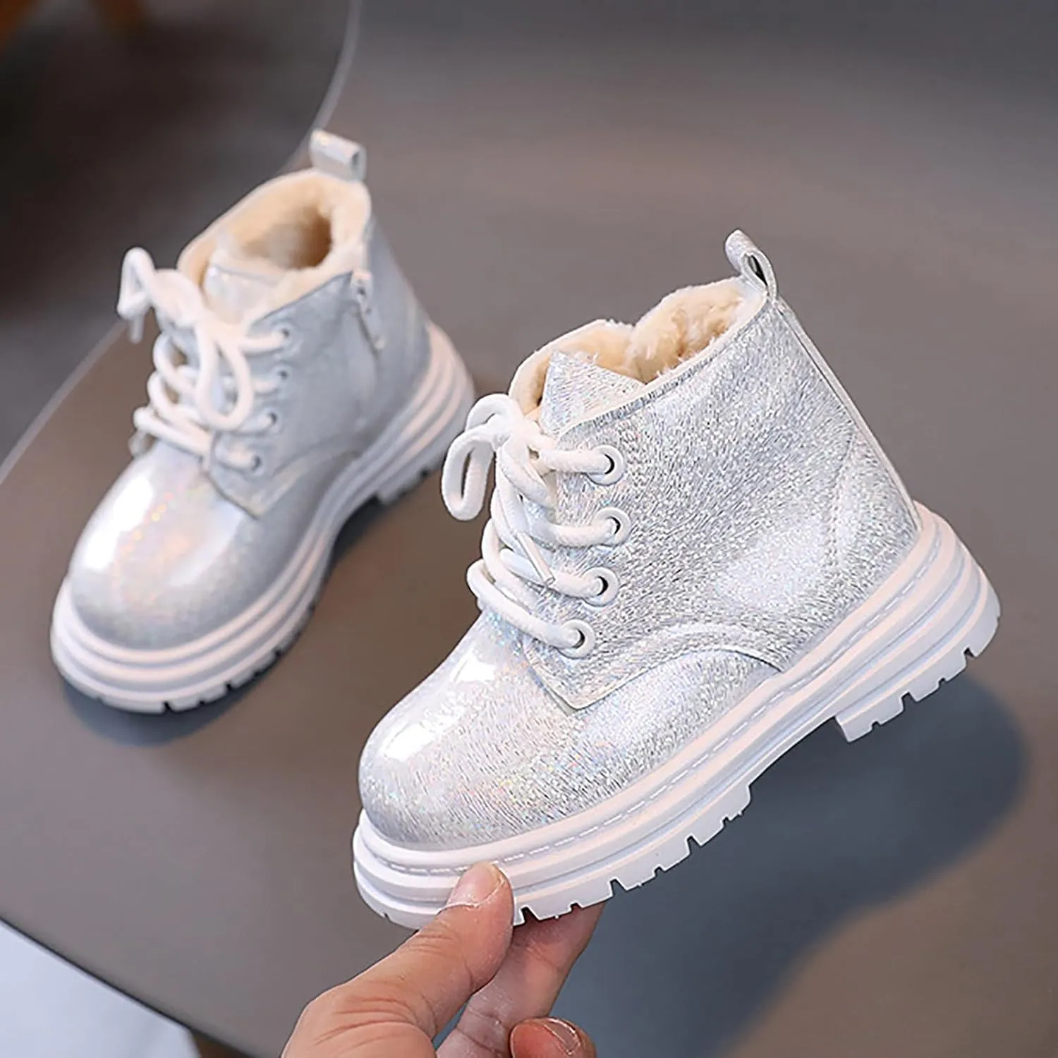 Snow Boots Little Kid Shoes Side Zipper Booties Fashion Boots Low Heel Short Booties Winter Snow Boots