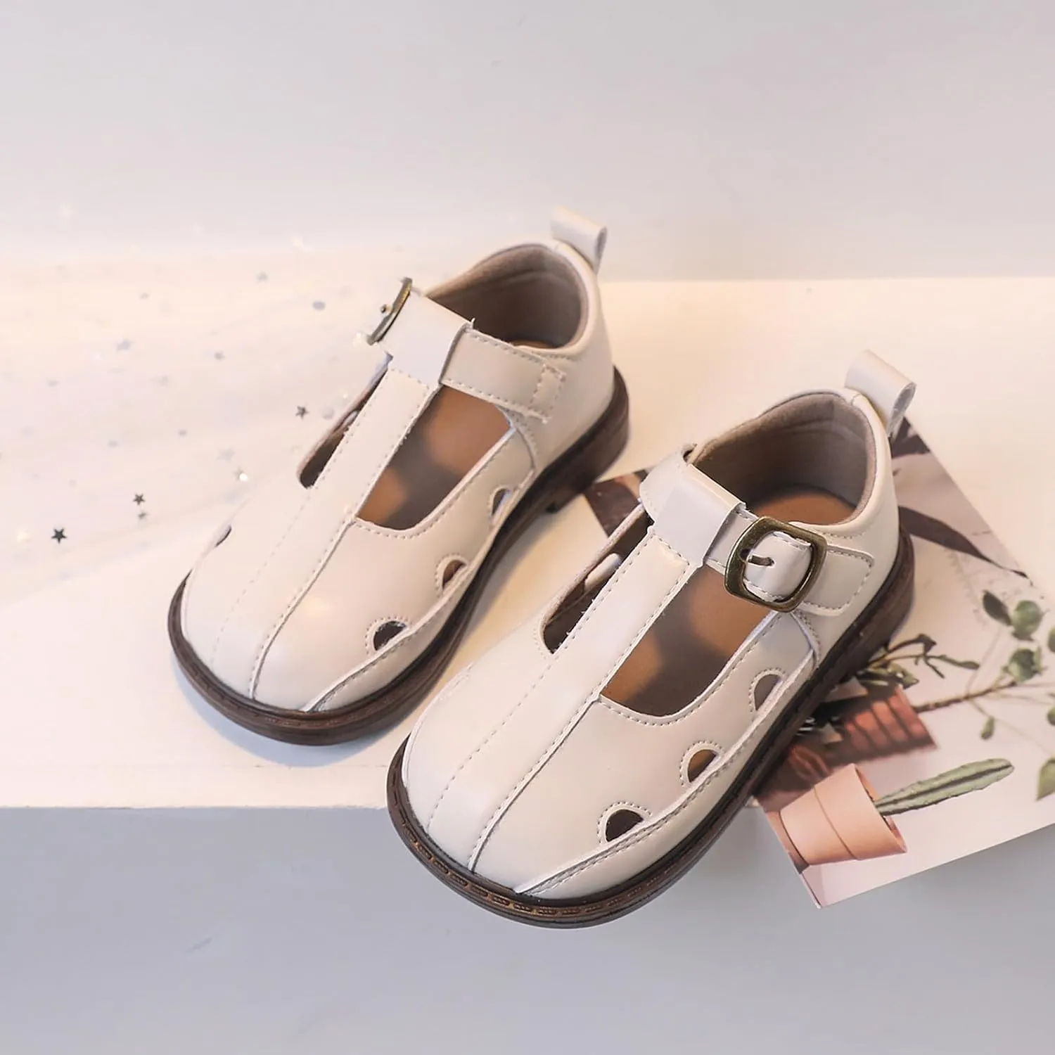 Toddler Girl Mary Jane Dress Shoes Hollowed Slip On Shoes School Oxford Flats for Girl Party Shoes