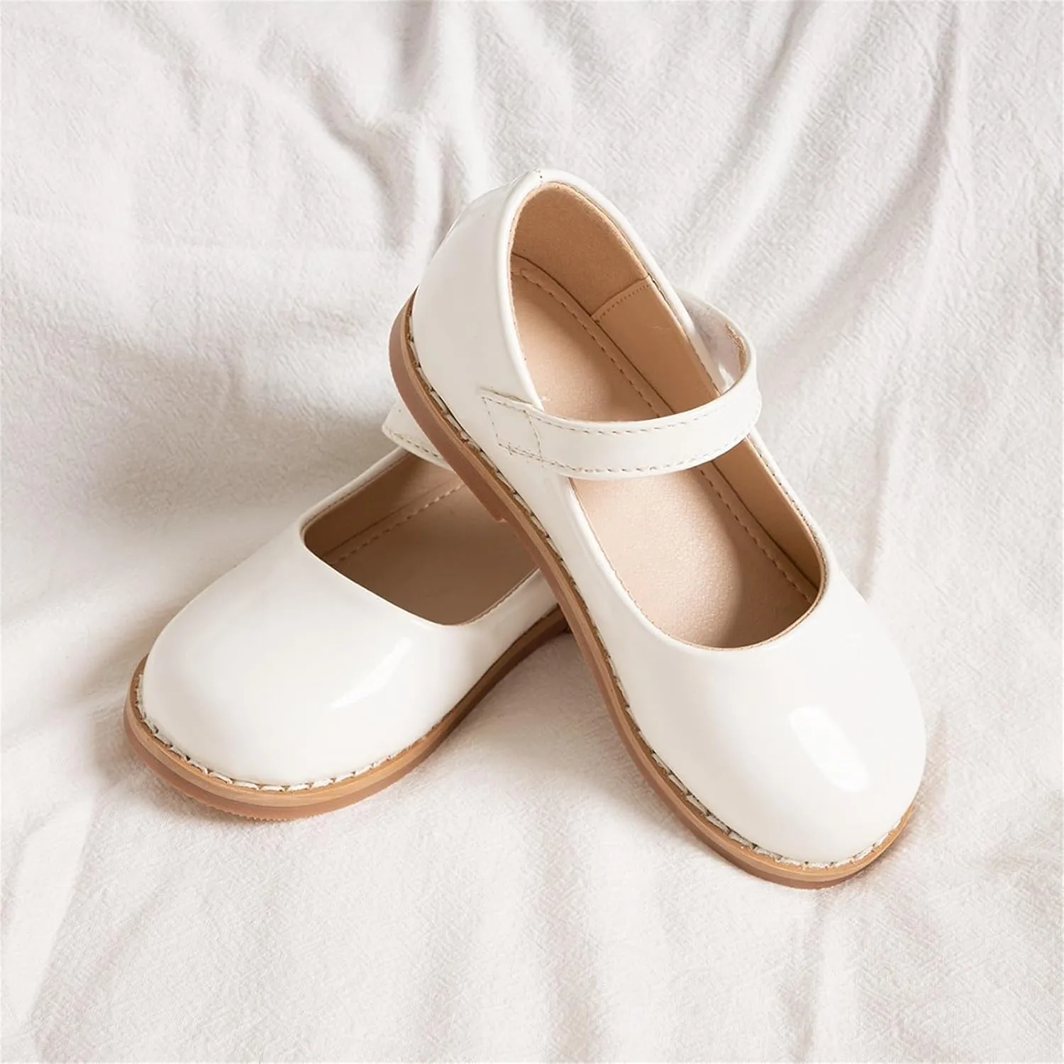 Toddler Girls Mary Jane Dress Shoes Ballet Flat𝘀 Little Girls Soft Leather Slip-On Girls Slippers Light up