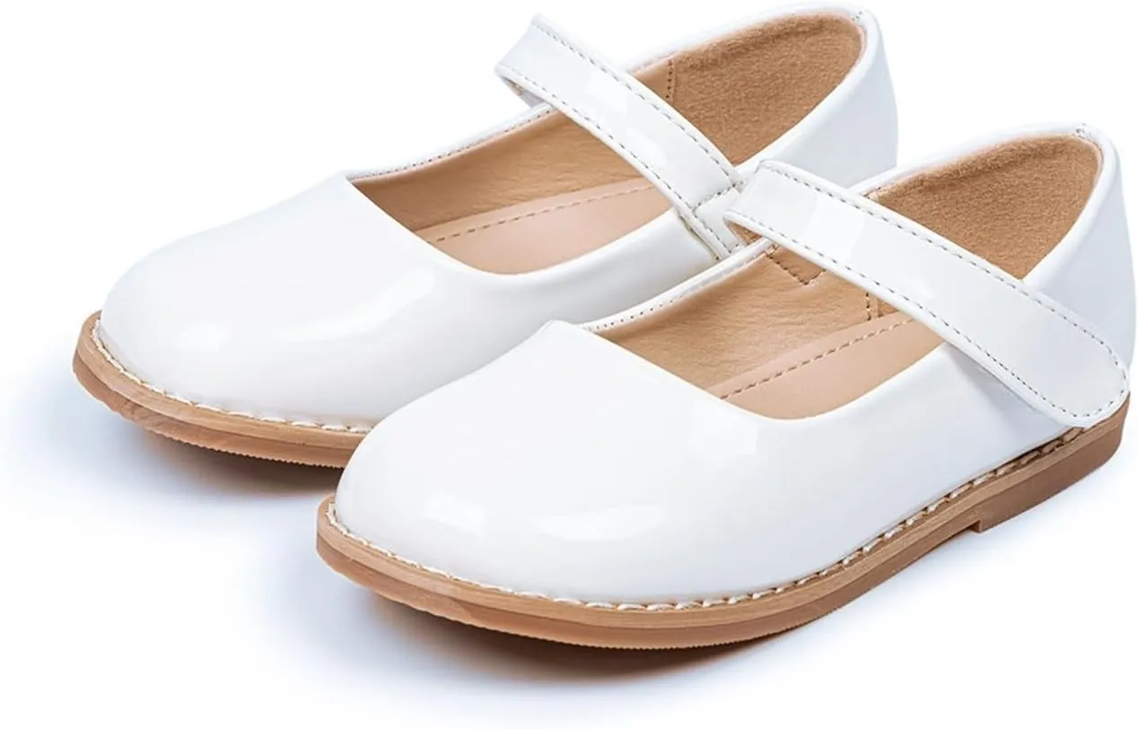 Toddler Girls Mary Jane Dress Shoes Ballet Flat𝘀 Little Girls Soft Leather Slip-On Girls Slippers Light up