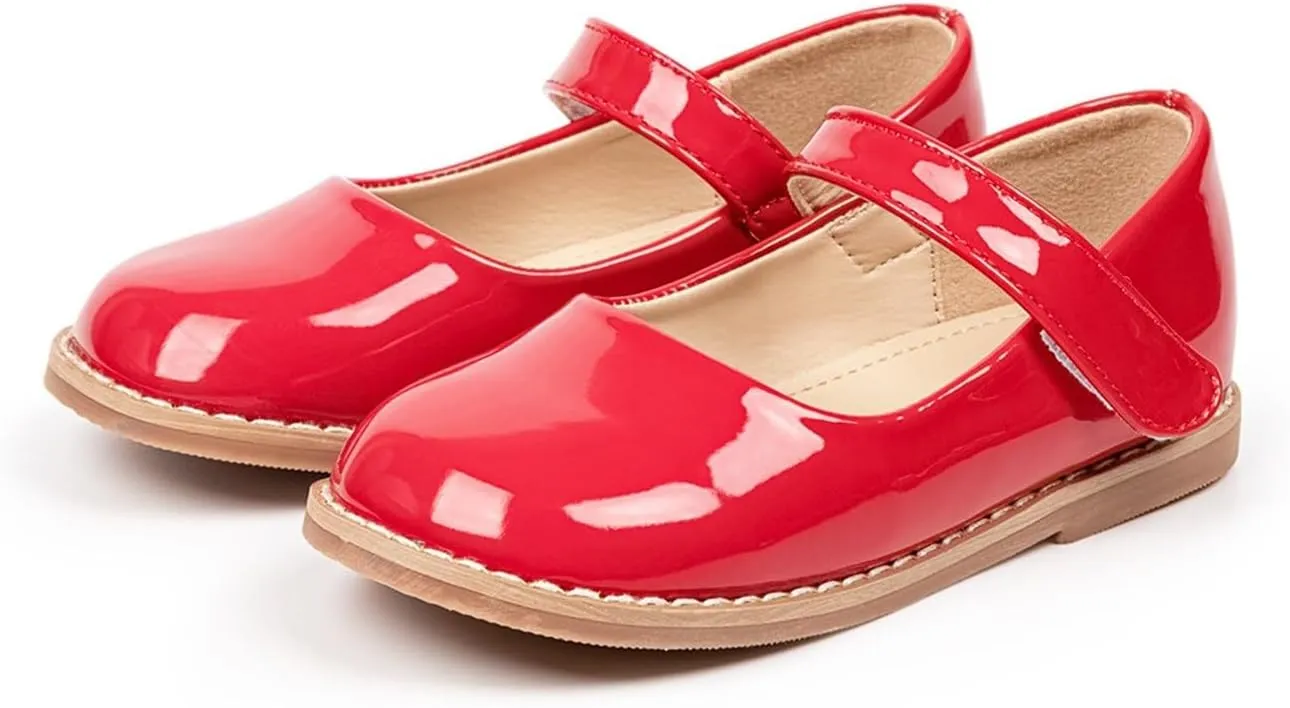 Toddler Girls Mary Jane Dress Shoes Ballet Flat𝘀 Little Girls Soft Leather Slip-On Girls Slippers Light up