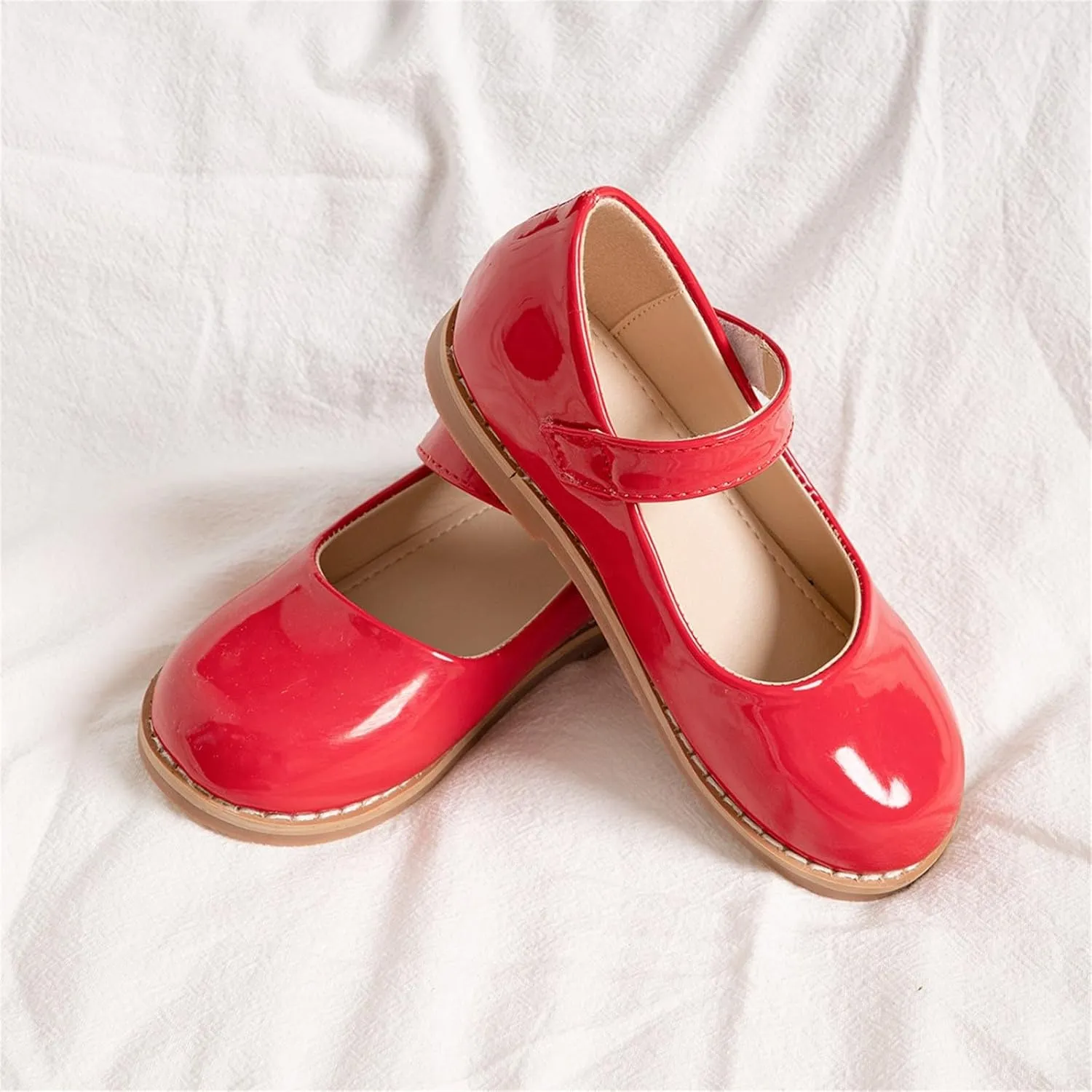 Toddler Girls Mary Jane Dress Shoes Ballet Flat𝘀 Little Girls Soft Leather Slip-On Girls Slippers Light up