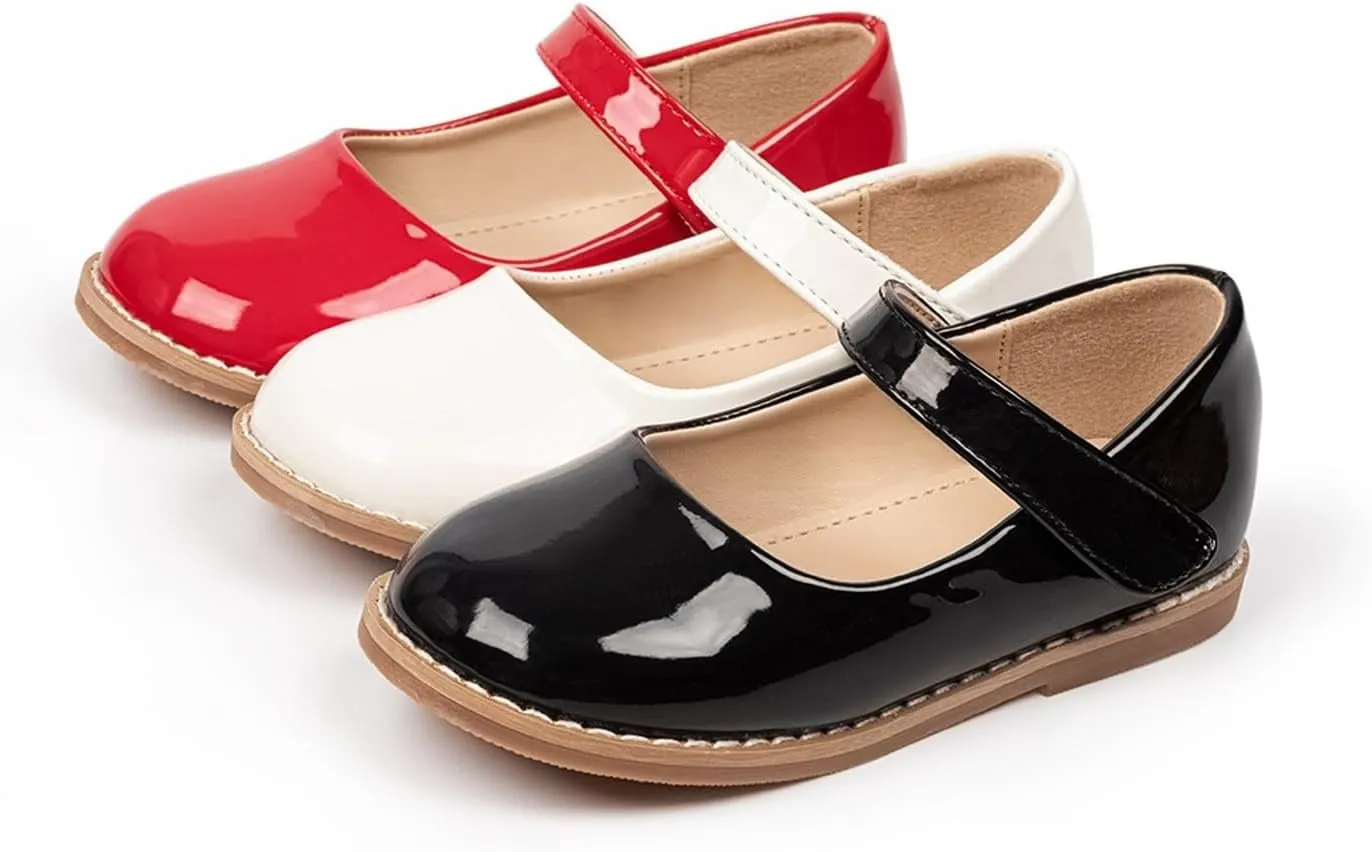 Toddler Girls Mary Jane Dress Shoes Ballet Flat𝘀 Little Girls Soft Leather Slip-On Girls Slippers Light up