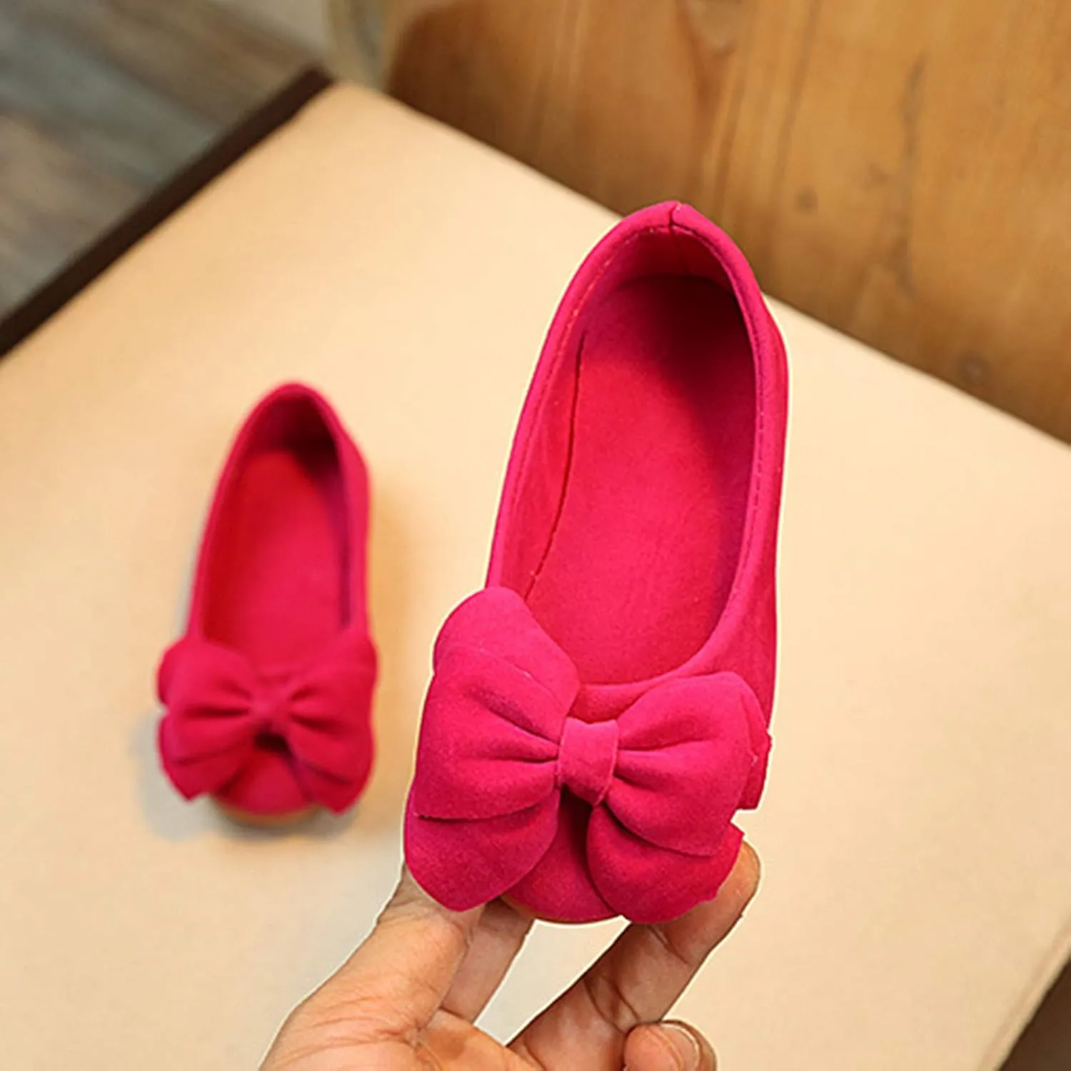 Toddler Slip on Mary Jane lats Little Girls Slip-On Bowknot Princess Tea Party Dance Single Dress Shoes