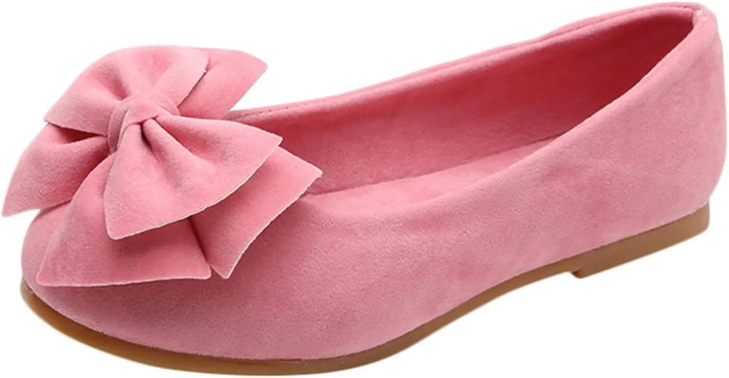 Toddler Slip on Mary Jane lats Little Girls Slip-On Bowknot Princess Tea Party Dance Single Dress Shoes