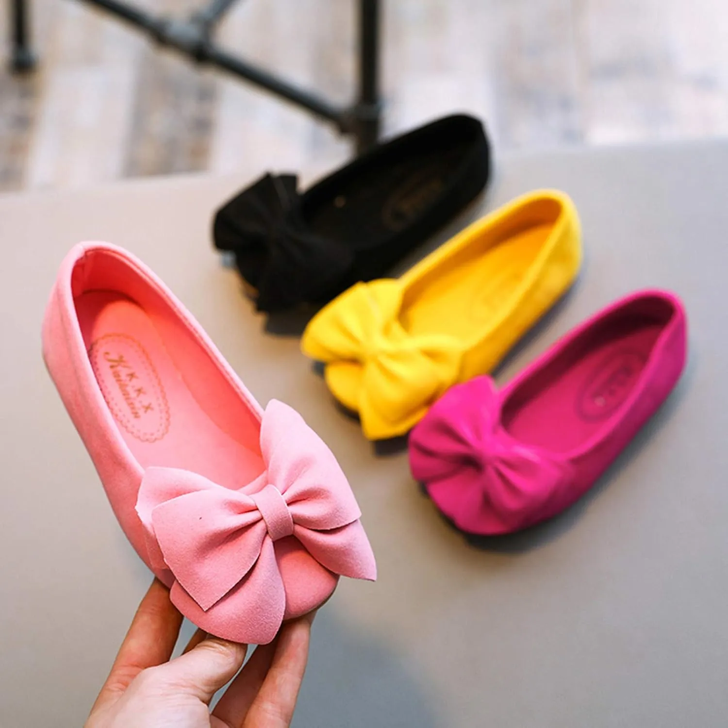 Toddler Slip on Mary Jane lats Little Girls Slip-On Bowknot Princess Tea Party Dance Single Dress Shoes