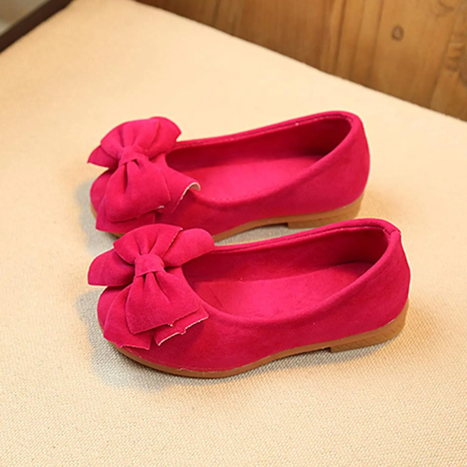 Toddler Slip on Mary Jane lats Little Girls Slip-On Bowknot Princess Tea Party Dance Single Dress Shoes