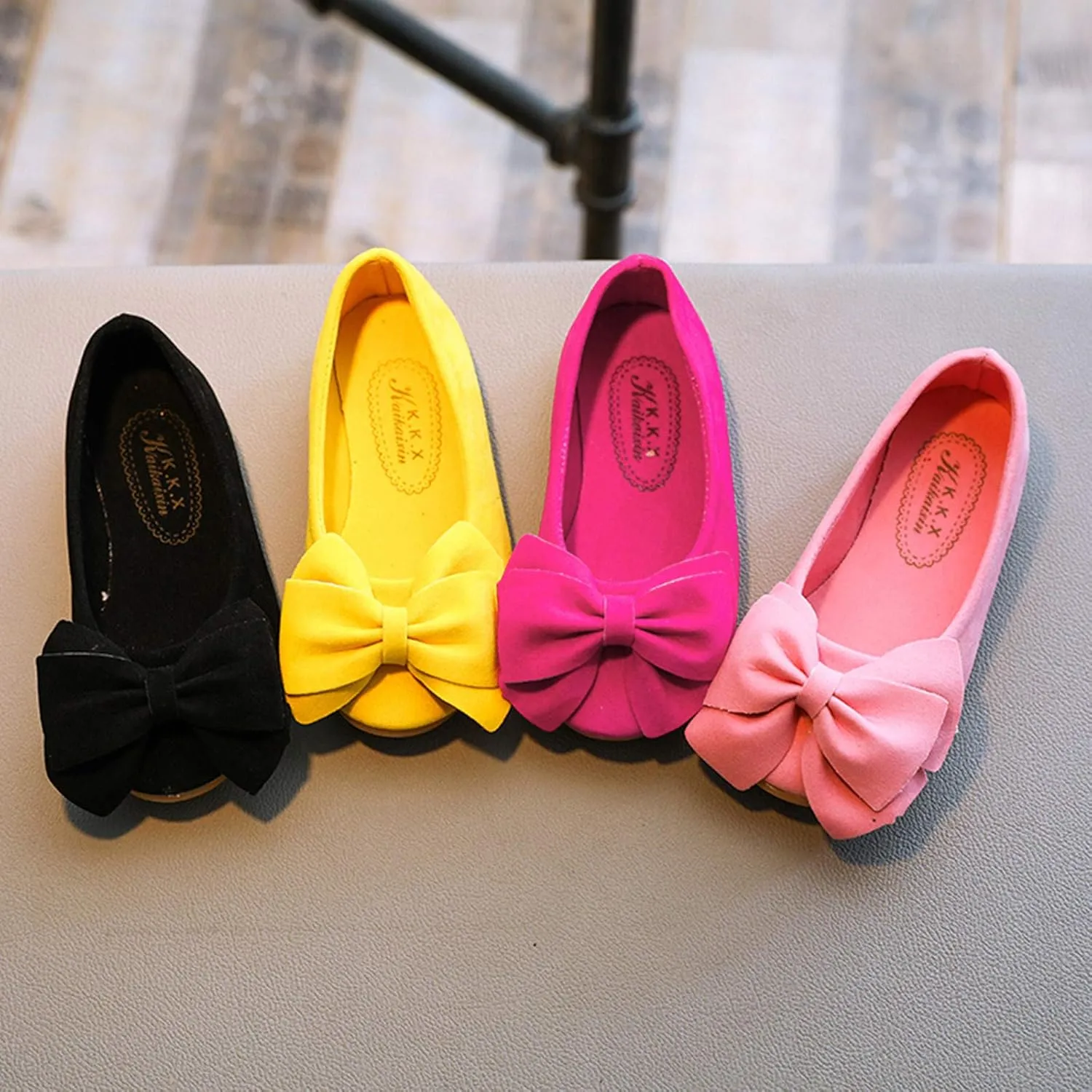 Toddler Slip on Mary Jane lats Little Girls Slip-On Bowknot Princess Tea Party Dance Single Dress Shoes