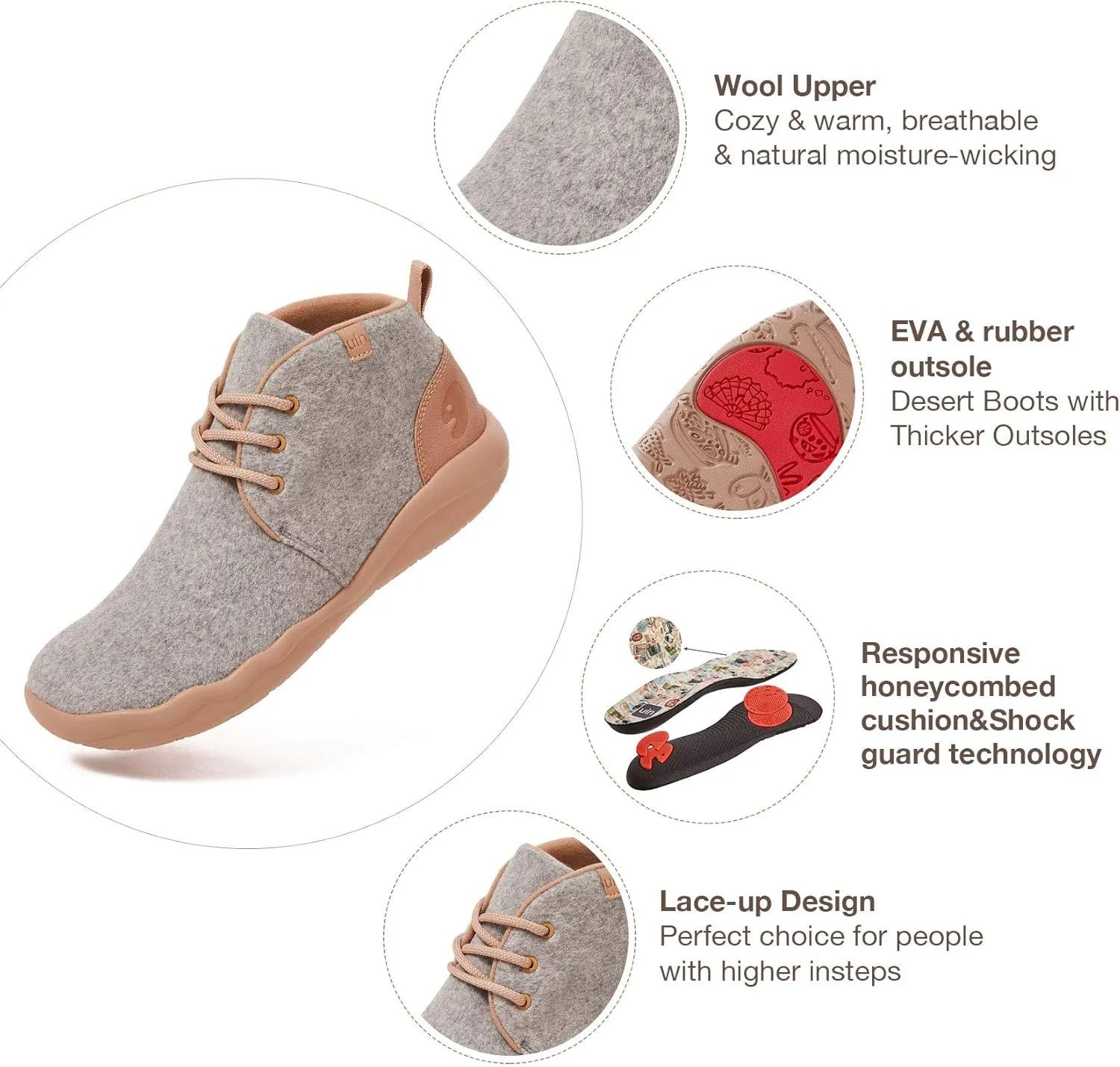 UIN Women's High Top Ankle Fashion Boots Casual Comfort Walking Shoes