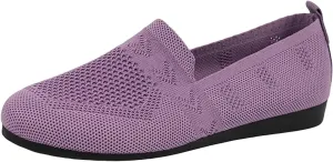 Women's Casual Mesh Slip-On Wide Flat Round Toe Air Cushioned Black Running Tennis Walking Shoes