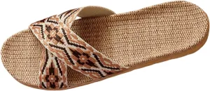 Womens Espadrilles Flat Sandals Open Toe Breathable Strappy Comfortable Slip on Home Slippers Wide Width Stretch Textile Summer Dress Sandals