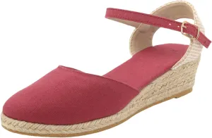 Womens Espadrilles Wedge Sandals Buckle Ankle Strap Closed Toe Classic Comfortable Platform Sandal Slip on Wedding Party Stylish Summer Dress Shoes
